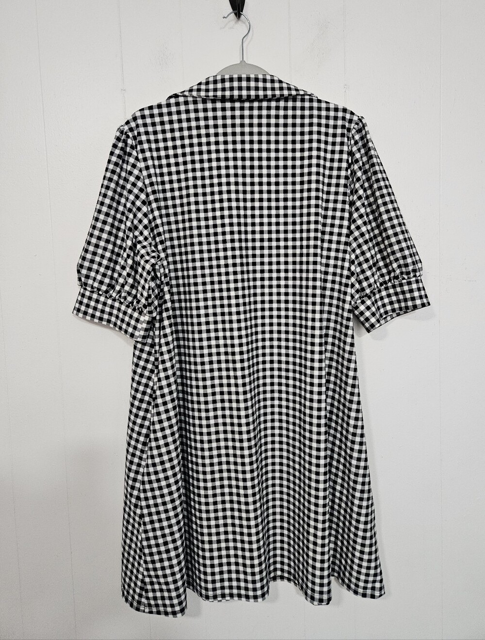 Jude Connally Black and White Gingham Puff-Sleeve Mini Dress - Picture 5 of 7